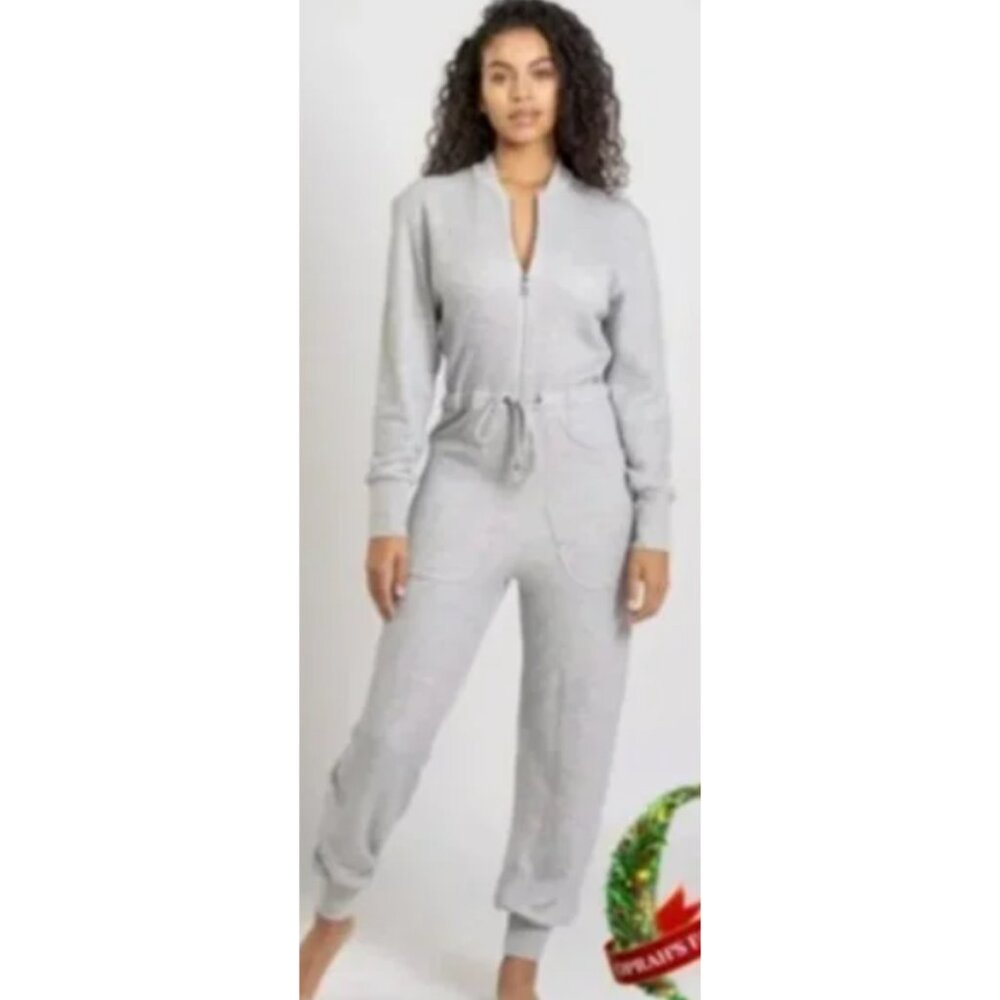 Rivet Utility Maven Jumpsuit Womens S Grey Terry Long Sleeve